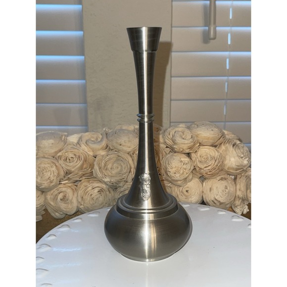 Vintage Imperial Pewter 97% Singapore MerLion Bus Vase 7.5" Tall - Picture 1 of 10